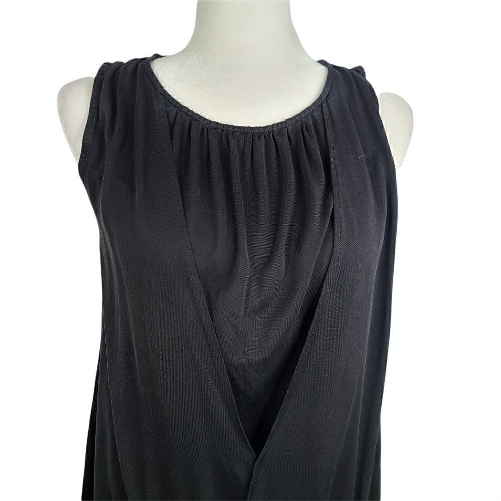 Alice + Olivia Black Sleeveless Jersey Drape Silk Bubble Dress - Picture 3 of 7